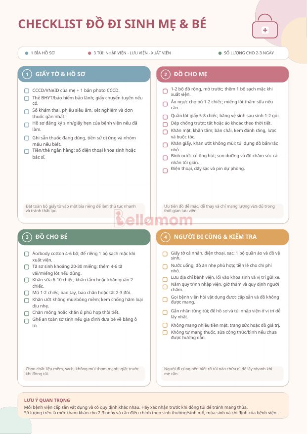 Checklist đi sinh